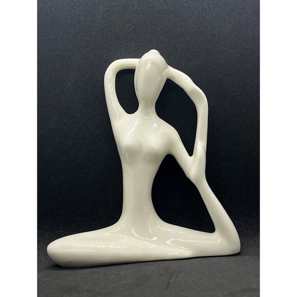 Elegant Ceramic Yoga Pose Figurine 4.5" Decorative Sculpture - Picture 2 of 3